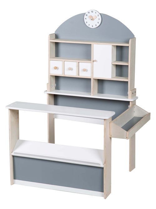 ROBA Negozietto in legno con ripiani e 3 cassetti + 2 banconi e orologio - Kiabi