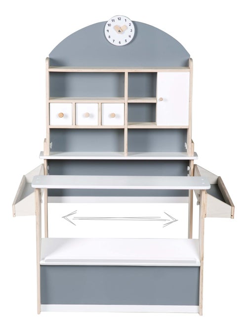 ROBA Negozietto in legno con ripiani e 3 cassetti + 2 banconi e orologio - Kiabi