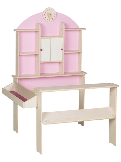ROBA Negozietto in legno per bambini con orologio – ripiani e 2 porte scorrevoli - Kiabi