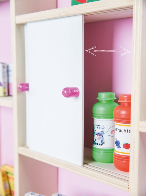 ROBA Negozietto in legno per bambini con orologio – ripiani e 2 porte scorrevoli - Kiabi