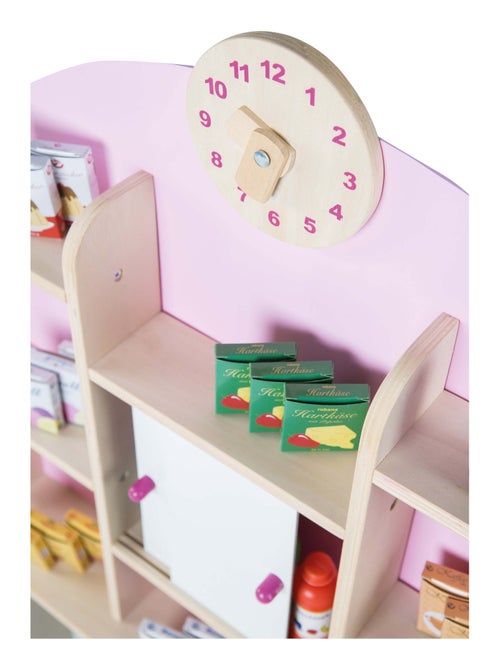 ROBA Negozietto in legno per bambini con orologio – ripiani e 2 porte scorrevoli - Kiabi