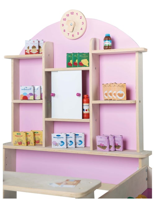 ROBA Negozietto in legno per bambini con orologio – ripiani e 2 porte scorrevoli - Kiabi