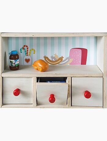 ROBA Negozietto "Minishop" in legno con orologio e lavagna nera – con accessori – naturale/stampato
