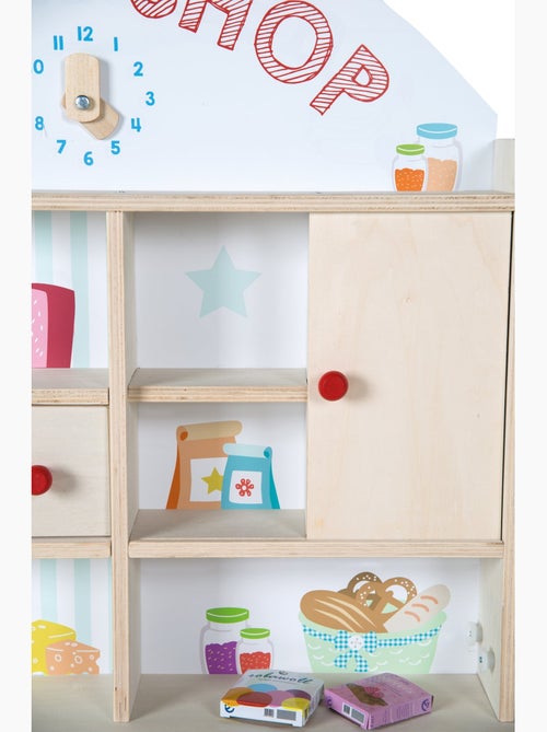 ROBA Negozietto "Minishop" in legno con orologio e lavagna nera – con accessori – naturale/stampato - Kiabi