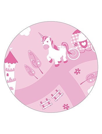 ROBA Panchina‑baule giocattoli "Krone" in legno per bambini – chiusura soft – rosa / fiaba
