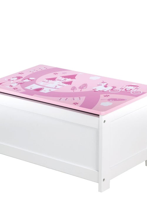 ROBA Panchina‑baule giocattoli "Krone" in legno per bambini – chiusura soft – rosa / fiaba - Kiabi