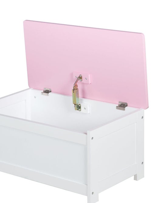ROBA Panchina‑baule giocattoli "Krone" in legno per bambini – chiusura soft – rosa / fiaba - Kiabi