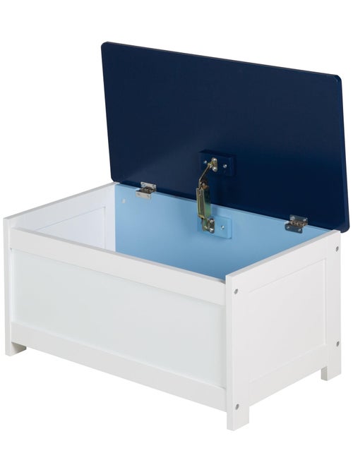 ROBA Panchina‑baule giocattoli "Rennfahrer" in legno per bambini – chiusura soft – bianco/blu - Kiabi