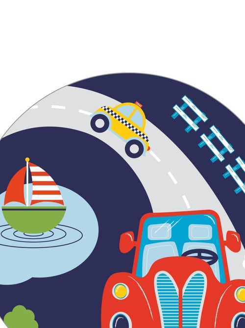 ROBA Panchina‑baule giocattoli "Rennfahrer" in legno per bambini – chiusura soft – bianco/blu - Kiabi