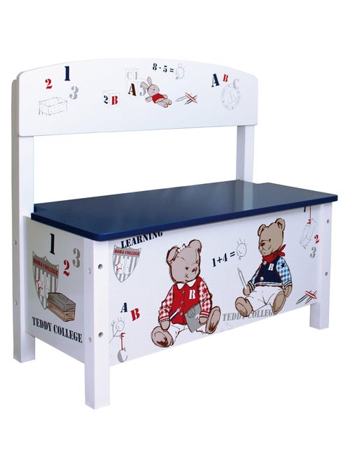 ROBA Panchina‑baule giocattoli Teddy College – chiusura soft – blu / stampa orsetti - Kiabi