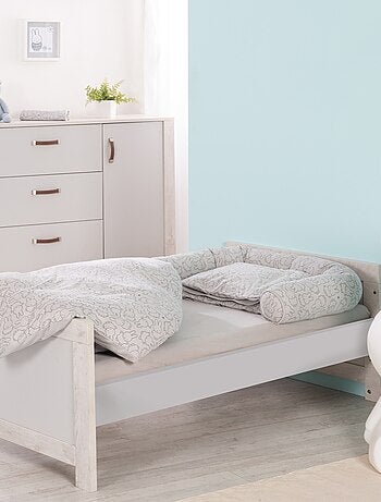 ROBA Paracolpi serpente miffy® – 170 cm – utilizzabile come cuscino da allattamento – grigio chiaro