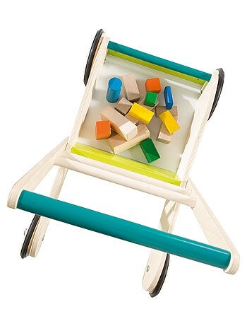 ROBA Primi passi "Rennfahrer" in legno – con freno – carrello da spinta – maniglia 45 cm
