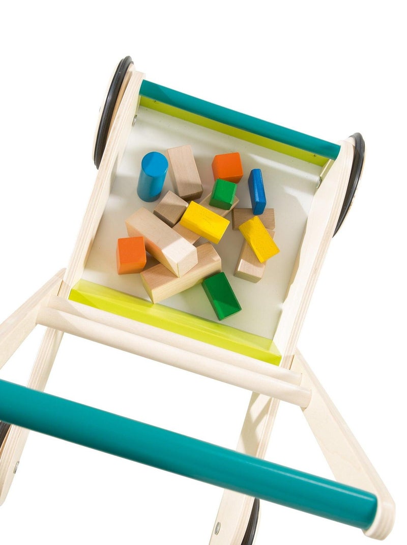 ROBA Primi passi "Rennfahrer" in legno – con freno – carrello da spinta – maniglia 45 cm Multicolore - Kiabi