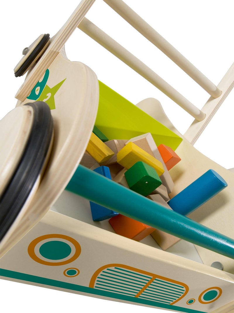 ROBA Primi passi "Rennfahrer" in legno – con freno – carrello da spinta – maniglia 45 cm Multicolore - Kiabi