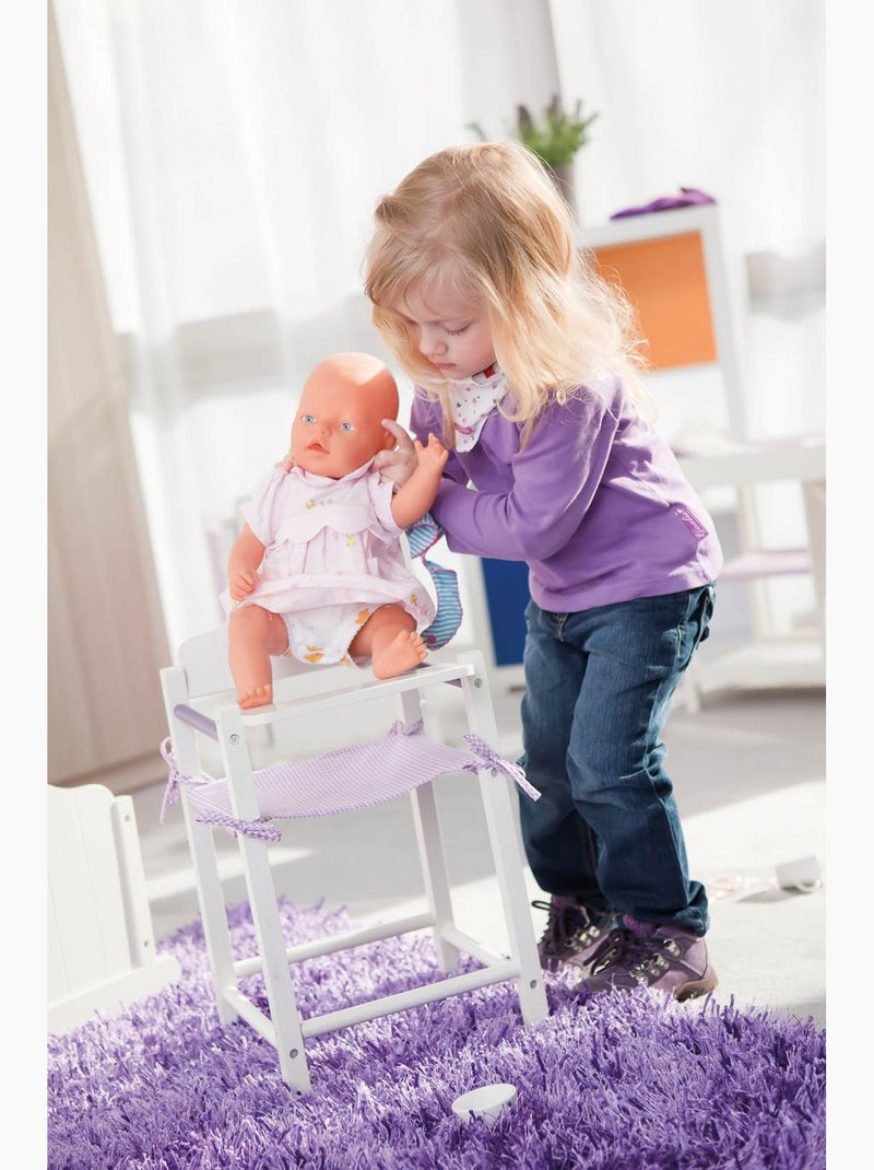 ROBA Seggiolone per bambole "Fienchen" in legno e tessuto + vassoio – da 3 anni – laccato bianco Bianco Viola - Kiabi