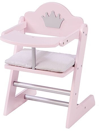 ROBA Seggiolone per bambole "Princess Sophie" in legno – da 18 mesi – rosa/argento