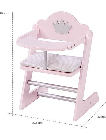 ROBA Seggiolone per bambole "Princess Sophie" in legno – da 18 mesi – rosa/argento