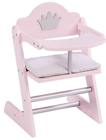 ROBA Seggiolone per bambole "Princess Sophie" in legno – da 18 mesi – rosa/argento