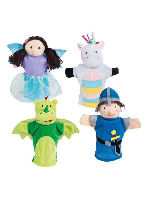 ROBA Set di 4 burattini in tessuto e feltro – unicorno, principessa, drago, cavaliere - Kiabi