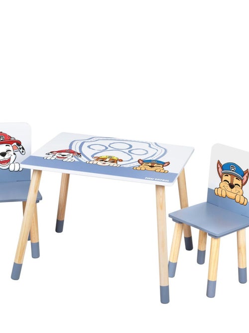 ROBA Set tavolino + 2 sedie bambini "Paw Patrol" – motivo cane – piedi in legno naturale – blu - Kiabi