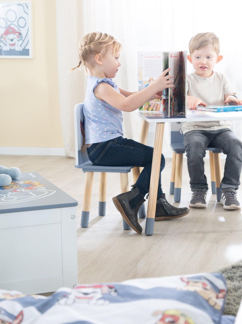 ROBA Set tavolino + 2 sedie bambini "Paw Patrol" – motivo cane – piedi in legno naturale – blu Bianco Blu Grigio - Kiabi