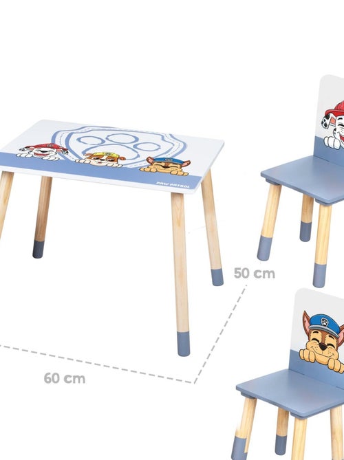 ROBA Set tavolino + 2 sedie bambini "Paw Patrol" – motivo cane – piedi in legno naturale – blu - Kiabi