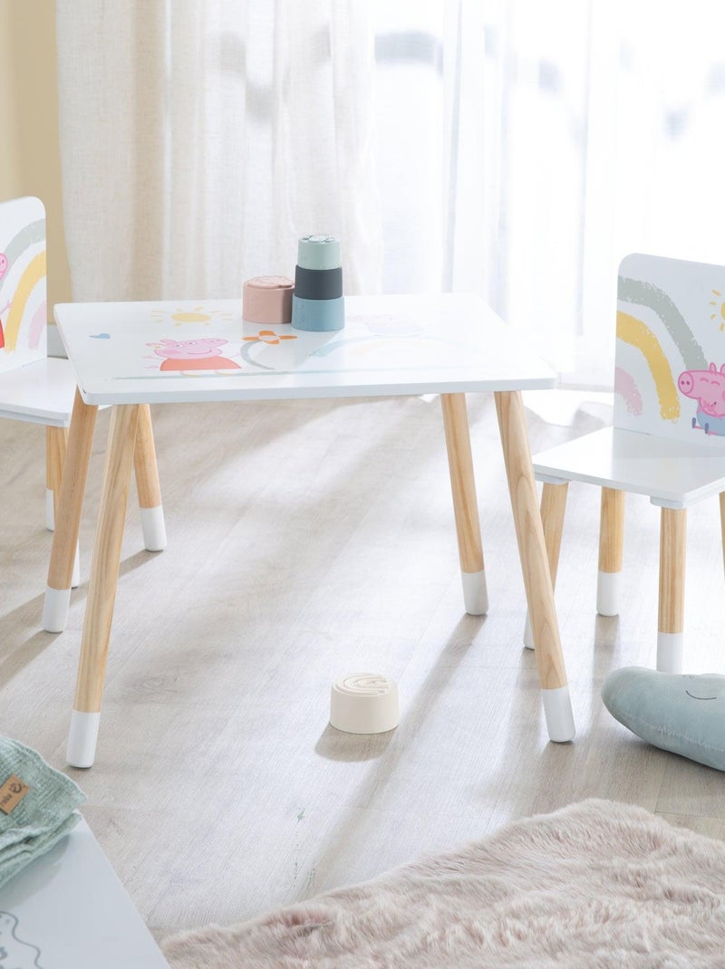 ROBA Set tavolino + 2 sedie bambini "Peppa Pig" – motivo maialina – piedi in legno naturale – rosa Bianco Rosa chiaro Grigio - Kiabi