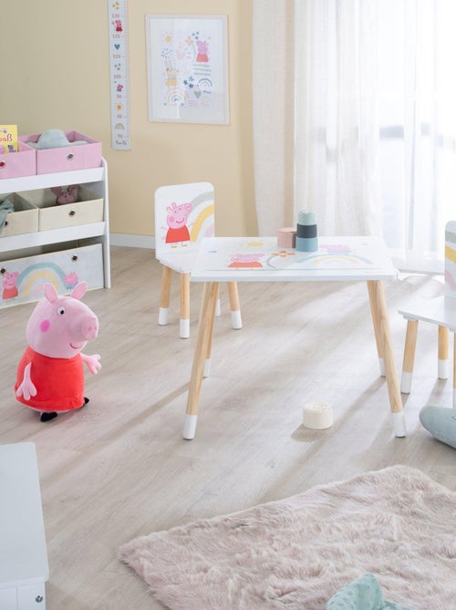 ROBA Set tavolino + 2 sedie bambini "Peppa Pig" – motivo maialina – piedi in legno naturale – rosa - Kiabi