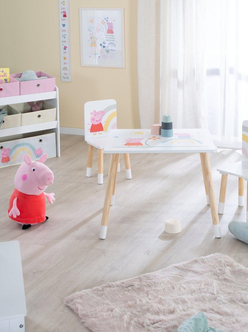ROBA Set tavolino + 2 sedie bambini "Peppa Pig" – motivo maialina – piedi in legno naturale – rosa Bianco Rosa chiaro Grigio - Kiabi