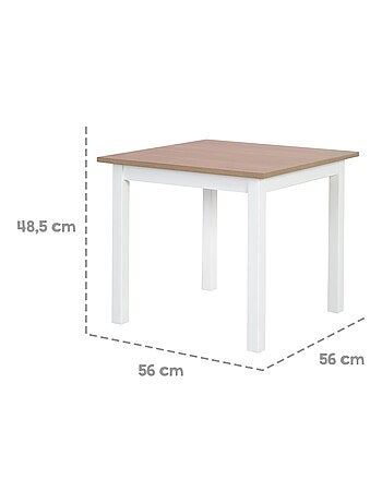 ROBA Set tavolo e 2 sedie per bambini Woody – piano e sedute effetto legno – bianco