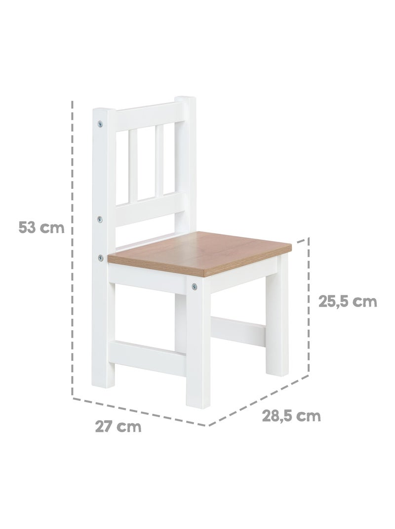 ROBA Set tavolo e 2 sedie per bambini Woody – piano e sedute effetto legno – bianco Bianco - Kiabi