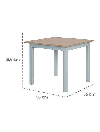 ROBA Set tavolo e 2 sedie per bambini Woody – piano e sedute effetto legno – bianco