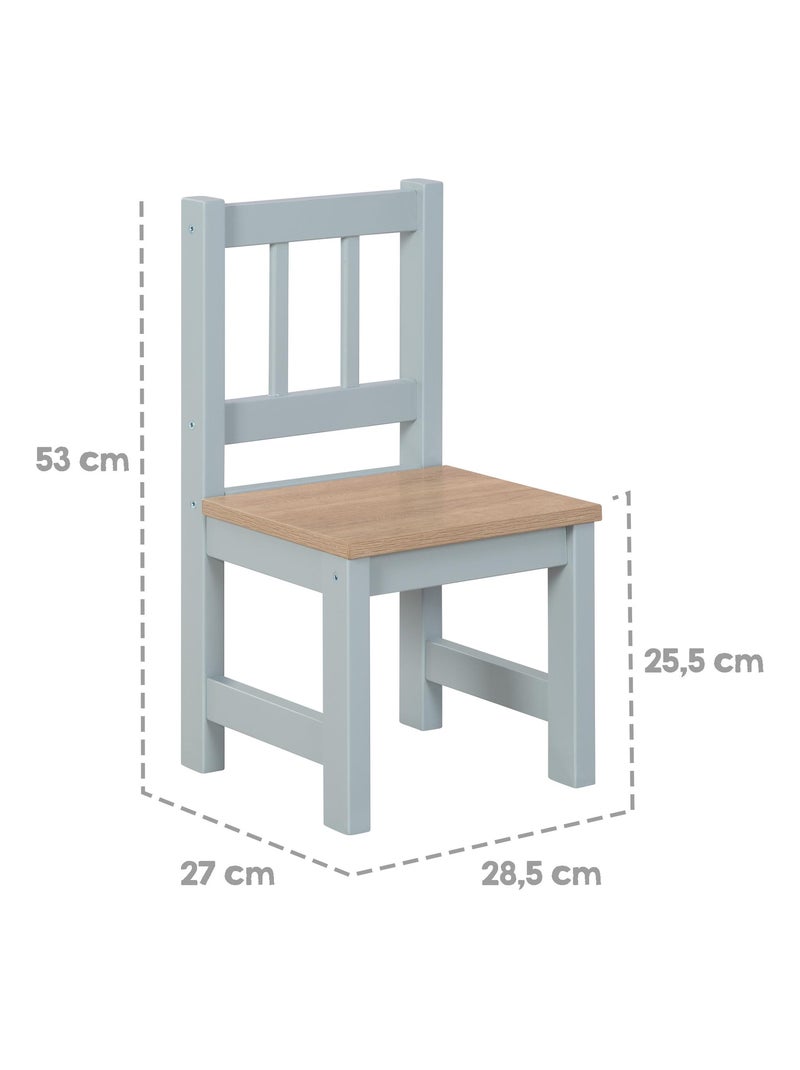 ROBA Set tavolo e 2 sedie per bambini Woody – piano e sedute effetto legno – grigio Tortora - Kiabi