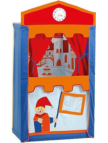ROBA Teatro dei burattini per bambini + 6 burattini in legno e tessuto – multicolore