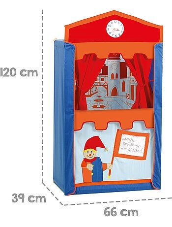 ROBA Teatro dei burattini per bambini + 6 burattini in legno e tessuto – multicolore