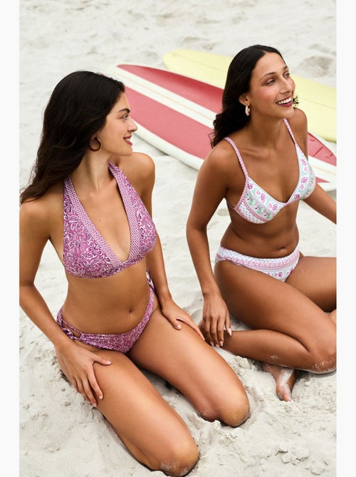 Rosa top bikini con scollo a v profondo e fiori penti - Kiabi Rosa top bikini con scollo a v profondo e fiori penti - Kiabi