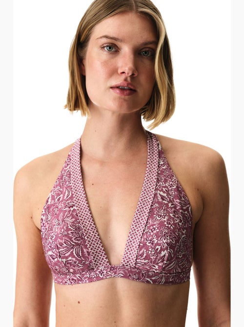 Rosa top bikini con scollo a v profondo e fiori penti - Kiabi Rosa top bikini con scollo a v profondo e fiori penti - Kiabi