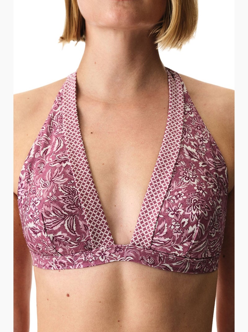 Rosa top bikini con scollo a v profondo e fiori penti Malva - Kiabi