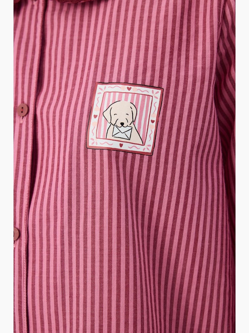 Rosy pigiama con camicia a maniche lunghe e pantaloni penti Rosa antico - Kiabi