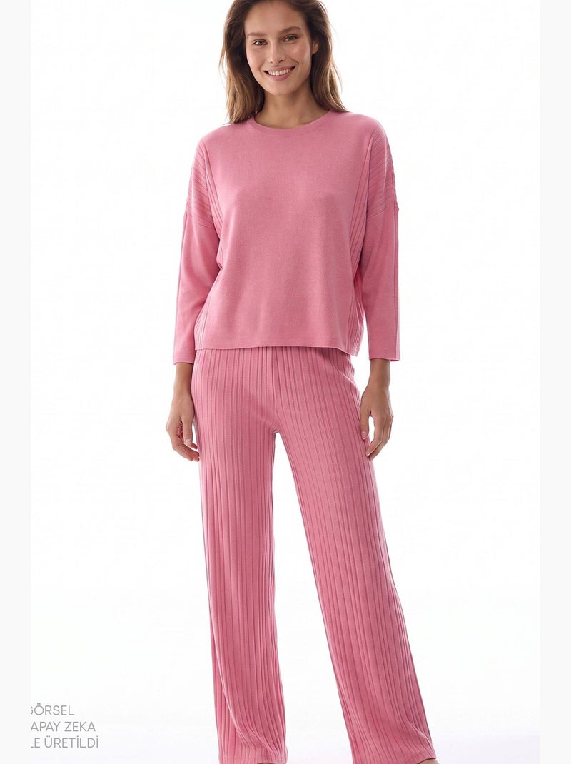 Rosy pigiama con pantaloni e maniche lunghe penti Rosa antico - Kiabi