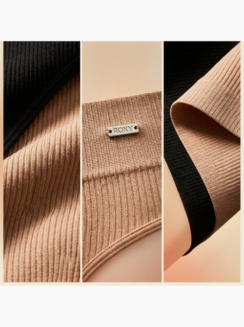ROXY Slip Senza Cuciture Costine 4 Pz - Nero & Carne - Kiabi ROXY Slip Senza Cuciture Costine 4 Pz - Nero & Carne - Kiabi
