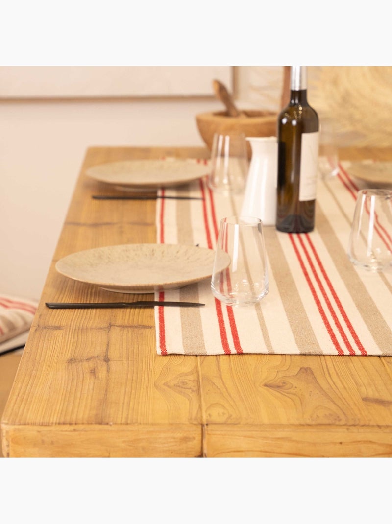 Runner da tavola in cotone a righe Rosso - Kiabi