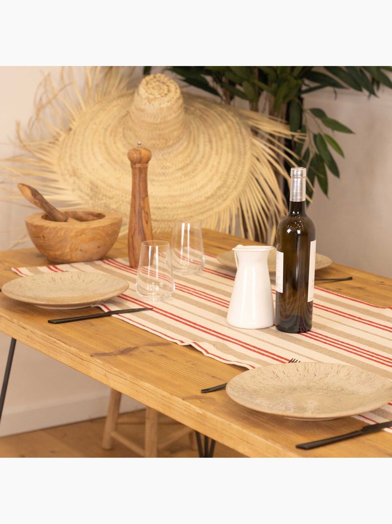 Runner da tavola in cotone a righe Rosso - Kiabi