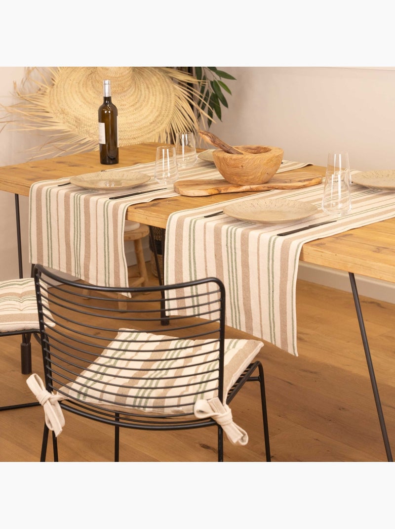 Runner da tavola in cotone a righe Verde oliva - Kiabi