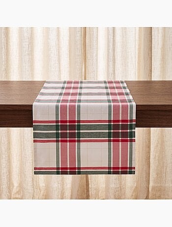 Runner da tavola natale tartan, tessuto, filo dorato, cotone - gamusi.