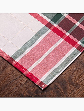 Runner da tavola natale tartan, tessuto, filo dorato, cotone - gamusi.