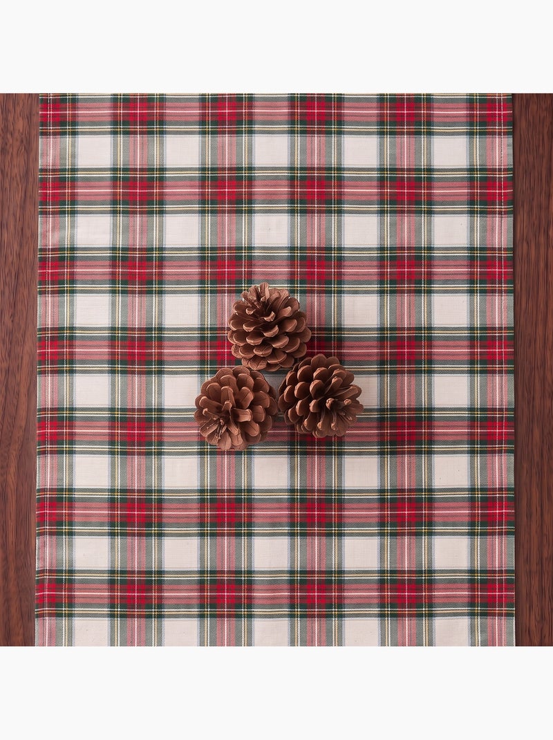 Runner da tavola natalizio in cotone, filo dorato in rilievo, motivo tartan - gamusi Bianco - Kiabi