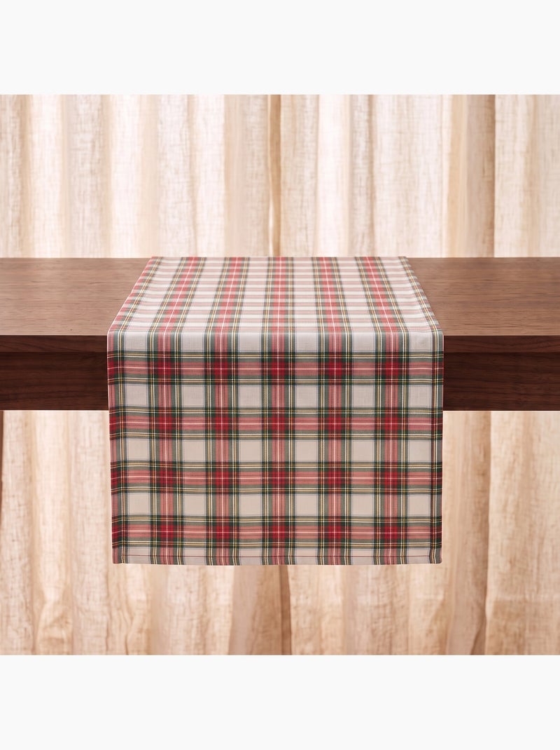 Runner da tavola natalizio in cotone, filo dorato in rilievo, motivo tartan - gamusi Bianco - Kiabi
