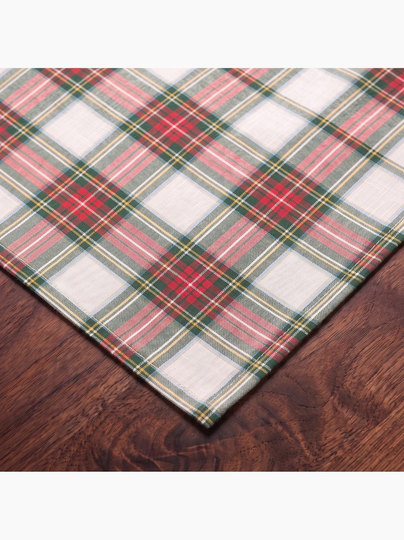 Runner da tavola natalizio in cotone, filo dorato in rilievo, motivo tartan - gamusi Bianco - Kiabi