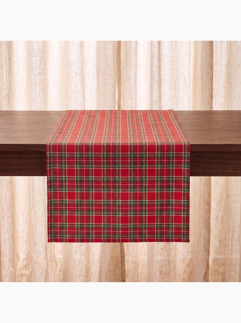 Runner da tavola natalizio in cotone, filo dorato in rilievo, motivo tartan - gamusi Rosso - Kiabi